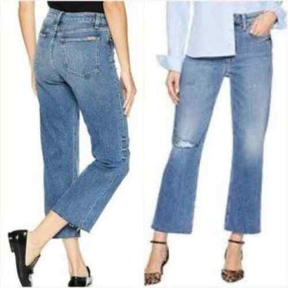 Joes jeans The Wyatt High Rise size 26 Retro Crop Distressed Medium Wash - Picture 1 of 11